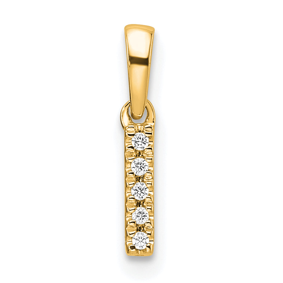 10K Yellow Gold 10K Diamond Letter I Initial With Bail Pendant