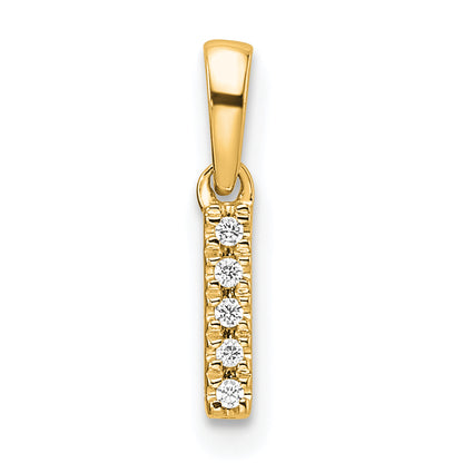 10K Yellow Gold 10K Diamond Letter I Initial With Bail Pendant