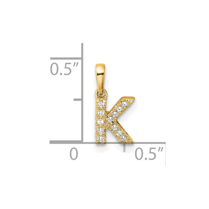 10K Yellow Gold 10K Diamond Letter K Initial With Bail Pendant