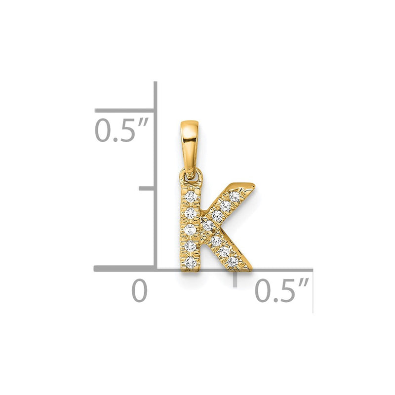 10K Yellow Gold 10K Diamond Letter K Initial With Bail Pendant