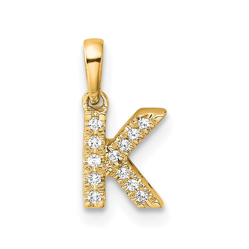 10K Yellow Gold 10K Diamond Letter K Initial With Bail Pendant