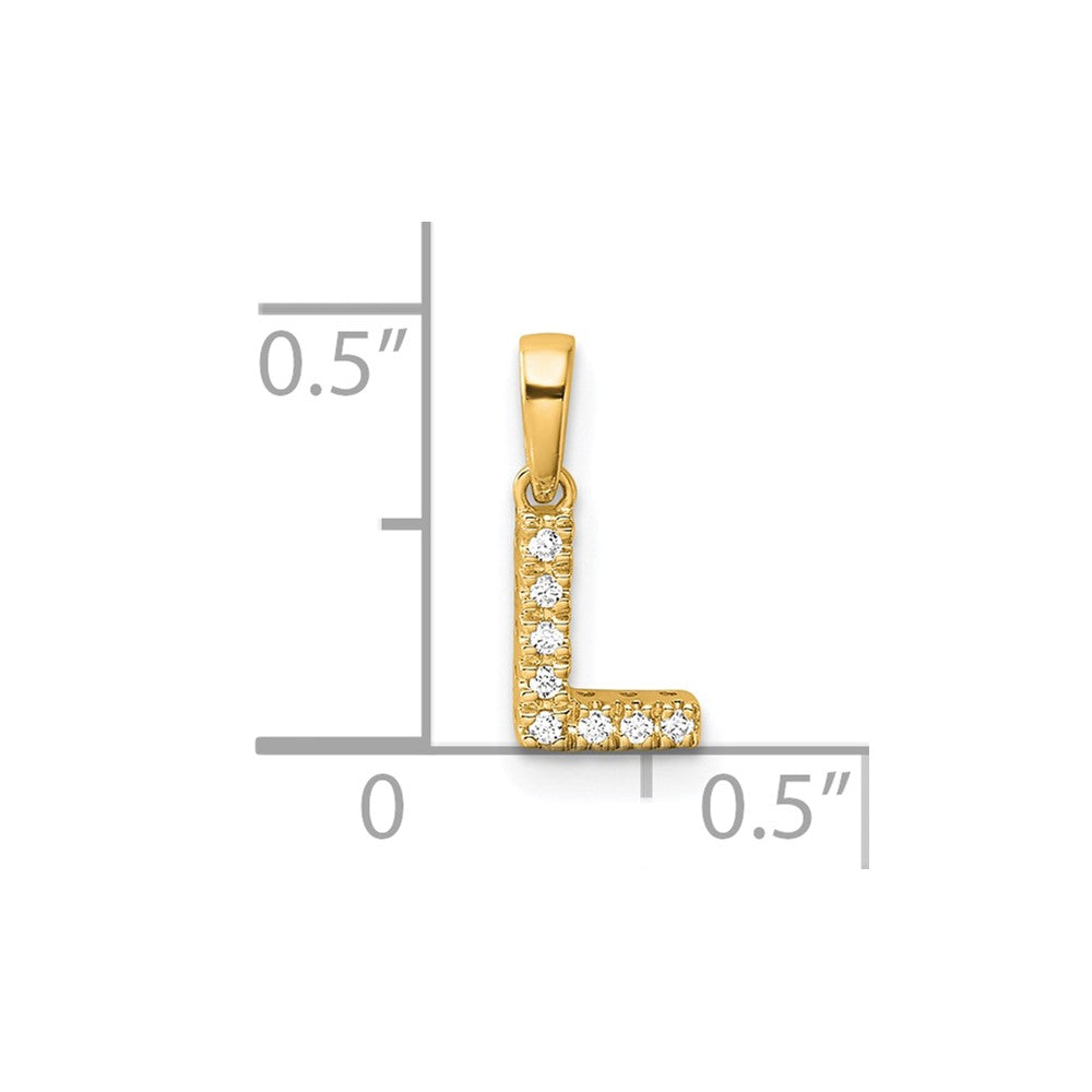 10K Yellow Gold 10K Diamond Letter L Initial With Bail Pendant