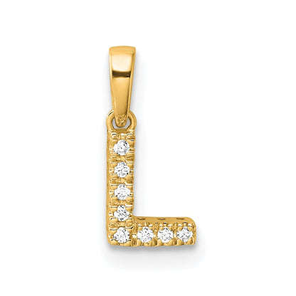 10K Yellow Gold 10K Diamond Letter L Initial With Bail Pendant