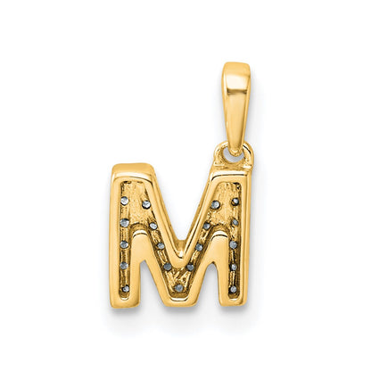 10K Yellow Gold 10K Diamond Letter M Initial With Bail Pendant