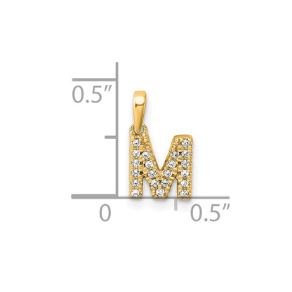10K Yellow Gold 10K Diamond Letter M Initial With Bail Pendant