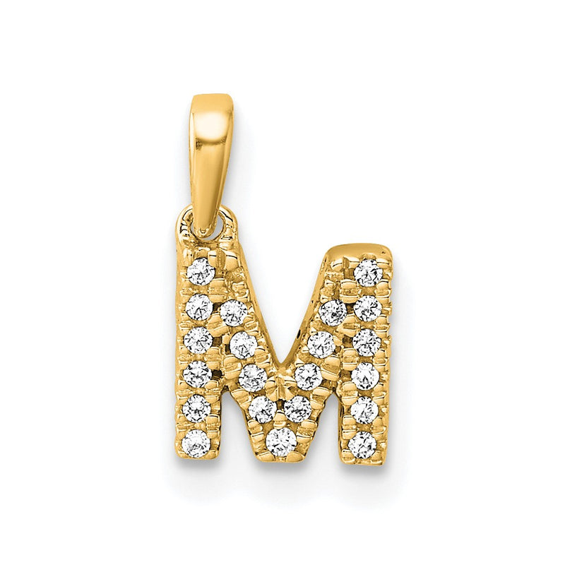 10K Yellow Gold 10K Diamond Letter M Initial With Bail Pendant