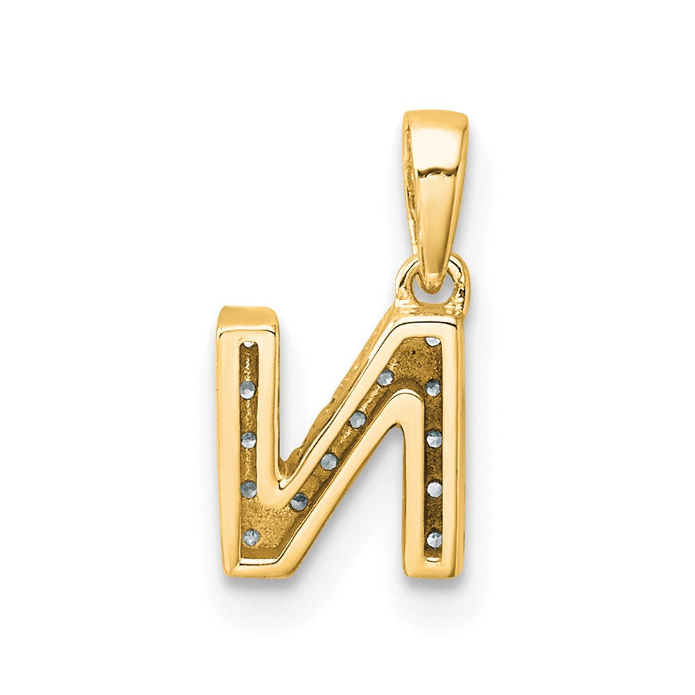 10K Yellow Gold 10K Diamond Letter N Initial With Bail Pendant