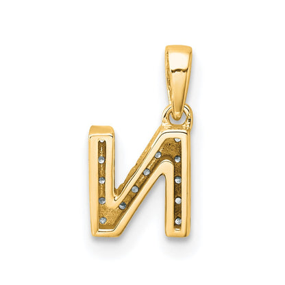 10K Yellow Gold 10K Diamond Letter N Initial With Bail Pendant