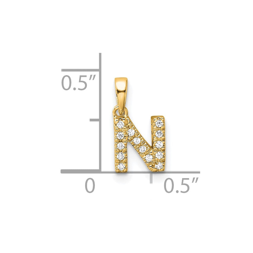 10K Yellow Gold 10K Diamond Letter N Initial With Bail Pendant