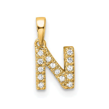 10K Yellow Gold 10K Diamond Letter N Initial With Bail Pendant