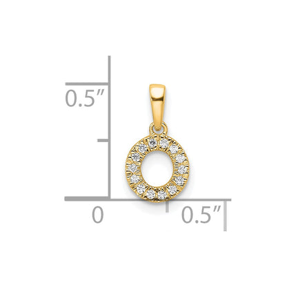 10K Yellow Gold 10K Diamond Letter O Initial With Bail Pendant