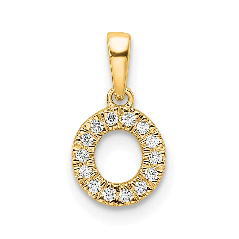 10K Yellow Gold 10K Diamond Letter O Initial With Bail Pendant