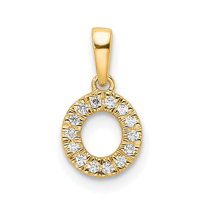 10K Yellow Gold 10K Diamond Letter O Initial With Bail Pendant