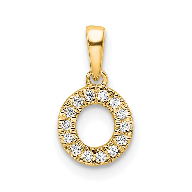 10K Yellow Gold 10K Diamond Letter O Initial With Bail Pendant