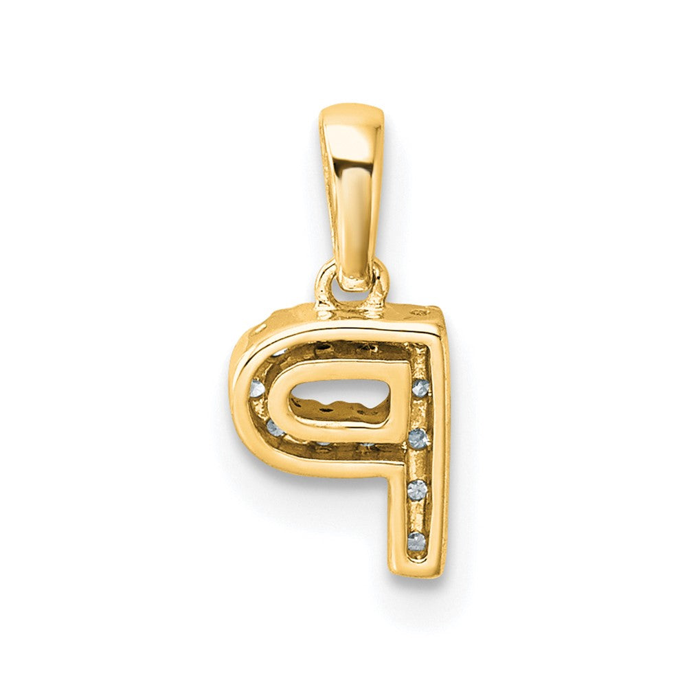 10K Yellow Gold 10K Diamond Letter P Initial With Bail Pendant