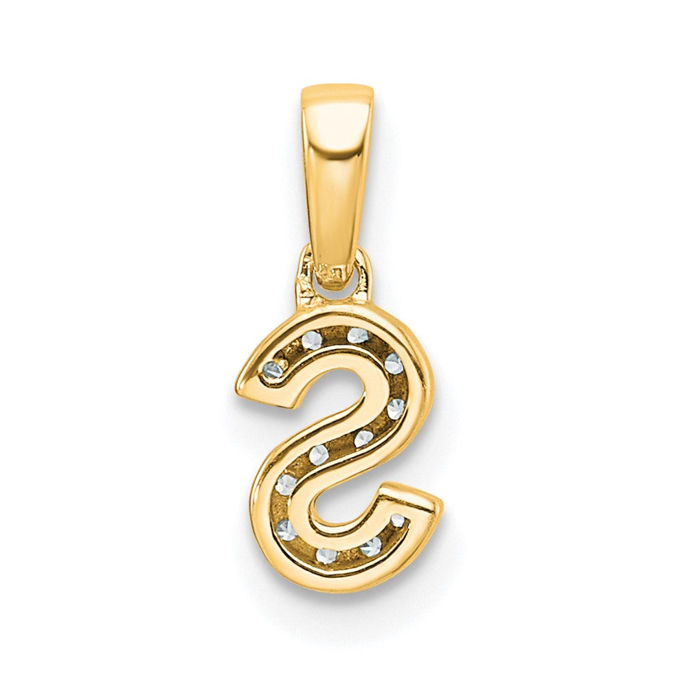 10K Yellow Gold 10K Diamond Letter S Initial With Bail Pendant