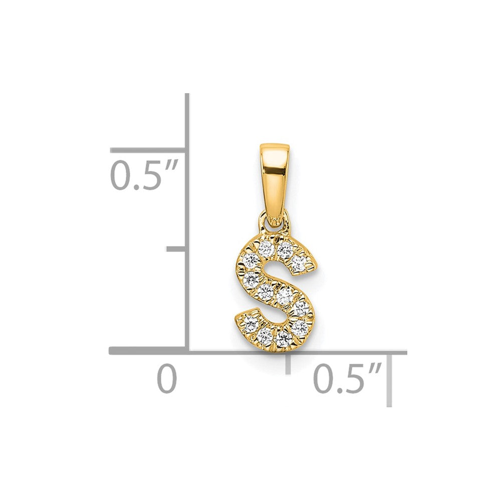 10K Yellow Gold 10K Diamond Letter S Initial With Bail Pendant
