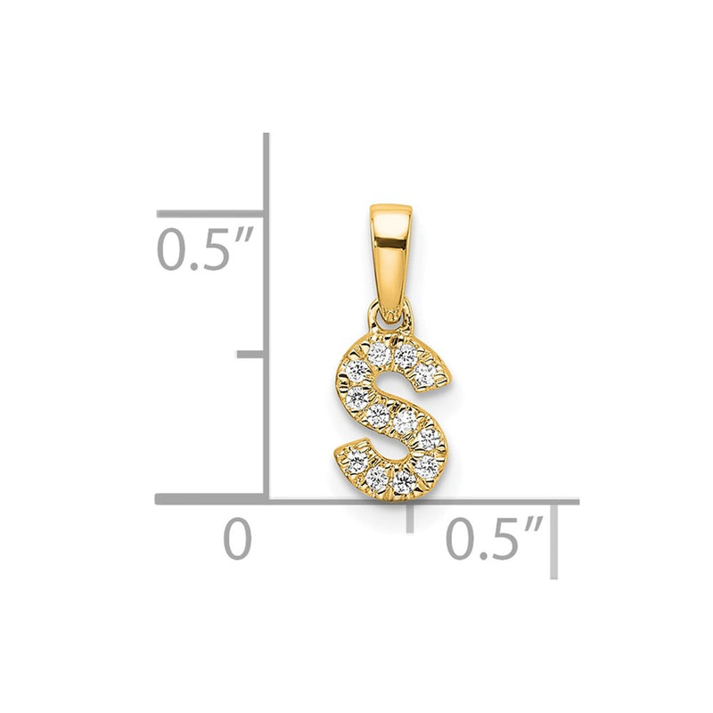 10K Yellow Gold 10K Diamond Letter S Initial With Bail Pendant