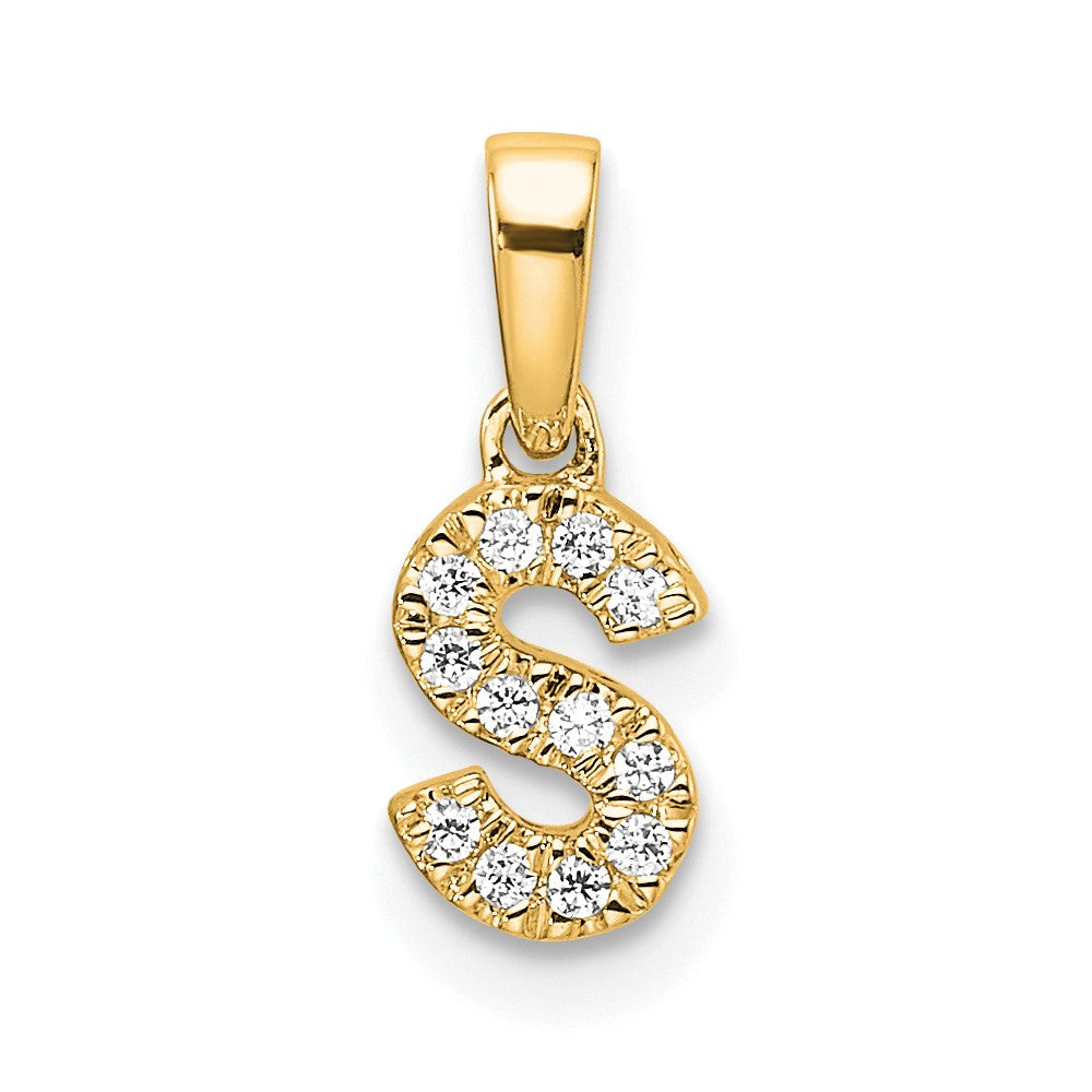 10K Yellow Gold 10K Diamond Letter S Initial With Bail Pendant