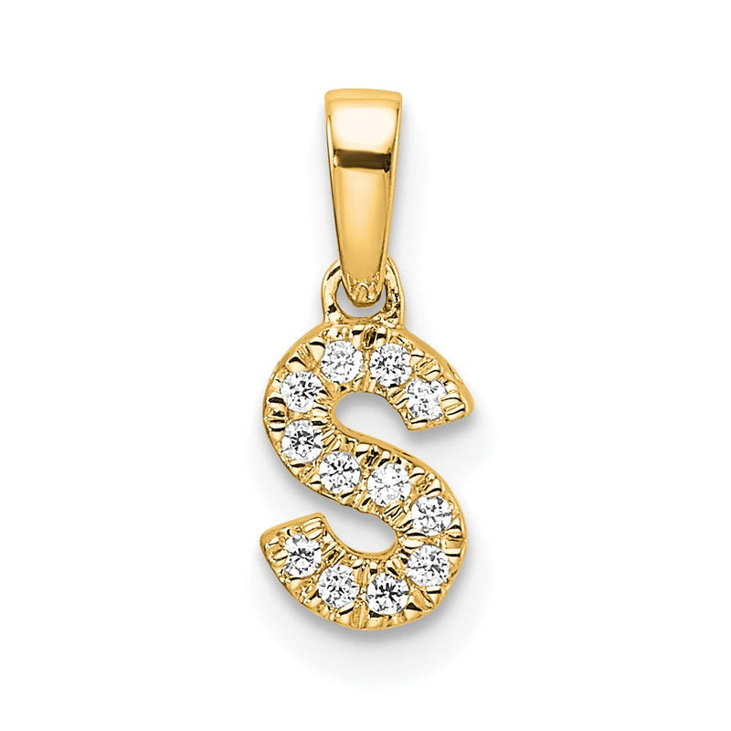 10K Yellow Gold 10K Diamond Letter S Initial With Bail Pendant