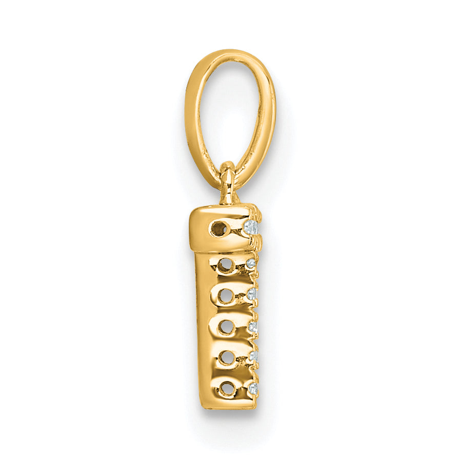 10K Yellow Gold 10K Diamond Letter T Initial With Bail Pendant