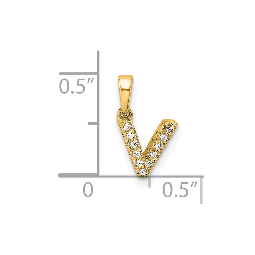 10K Yellow Gold 10K Diamond Letter V Initial With Bail Pendant