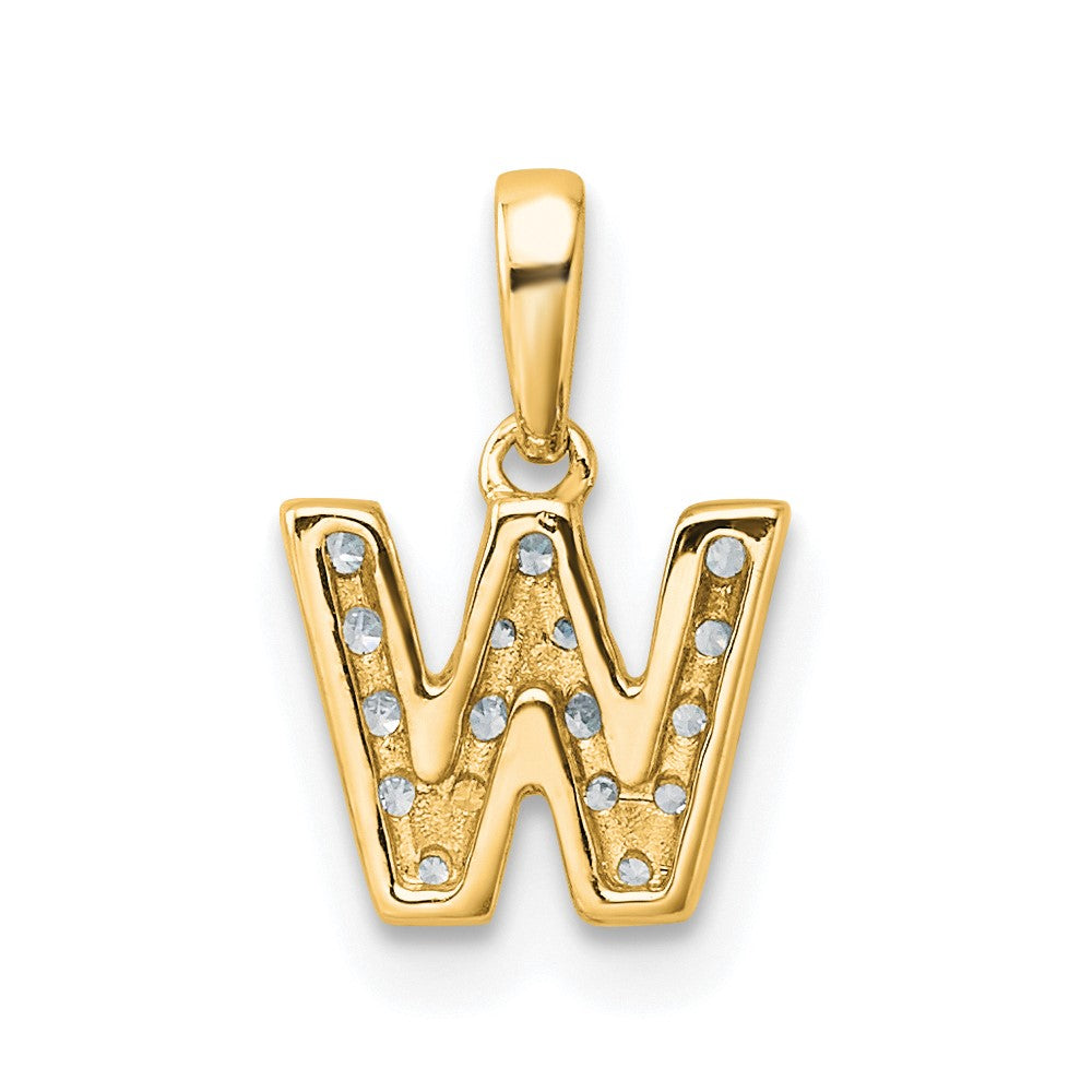 10K Yellow Gold 10K Diamond Letter W Initial With Bail Pendant