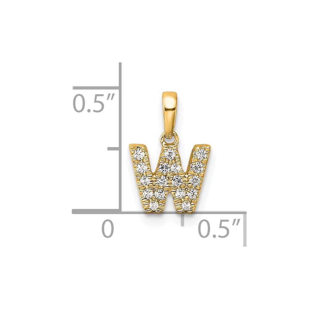 10K Yellow Gold 10K Diamond Letter W Initial With Bail Pendant