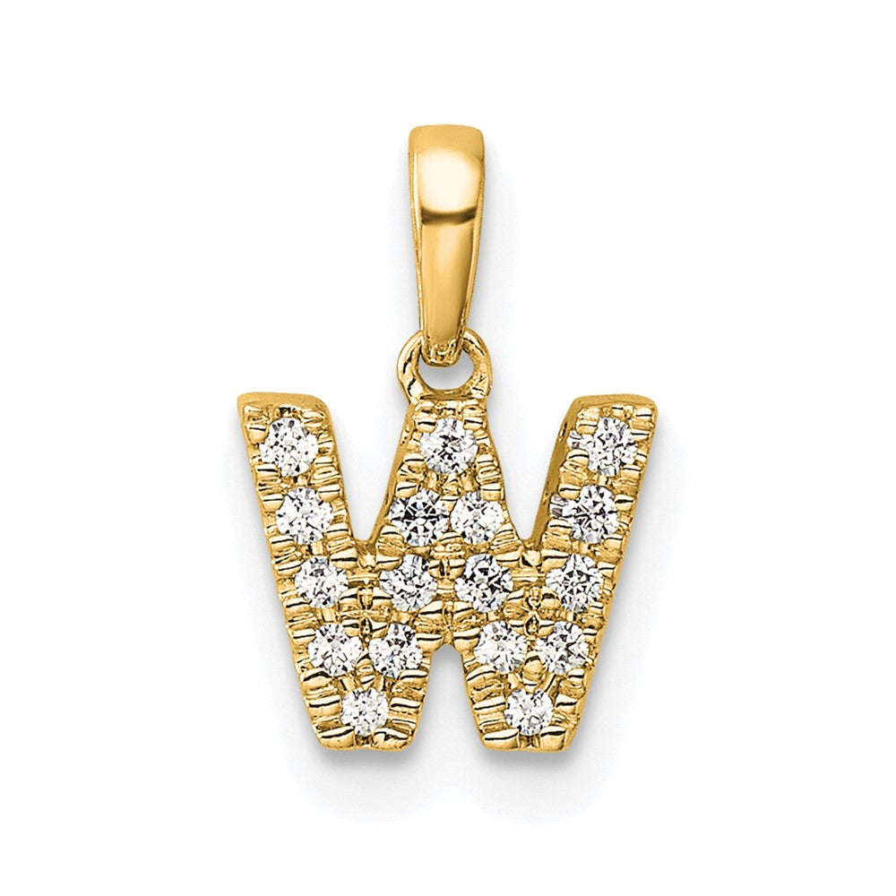 10K Yellow Gold 10K Diamond Letter W Initial With Bail Pendant