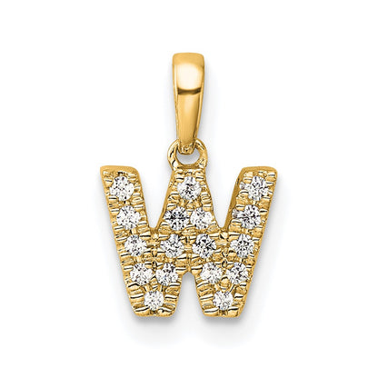 10K Yellow Gold 10K Diamond Letter W Initial With Bail Pendant