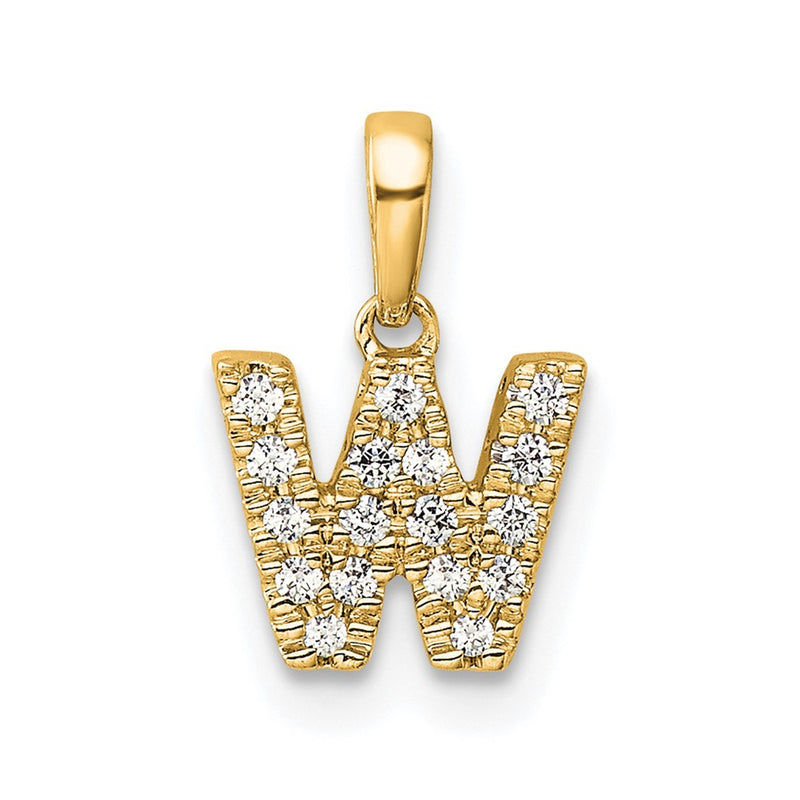 10K Yellow Gold 10K Diamond Letter W Initial With Bail Pendant