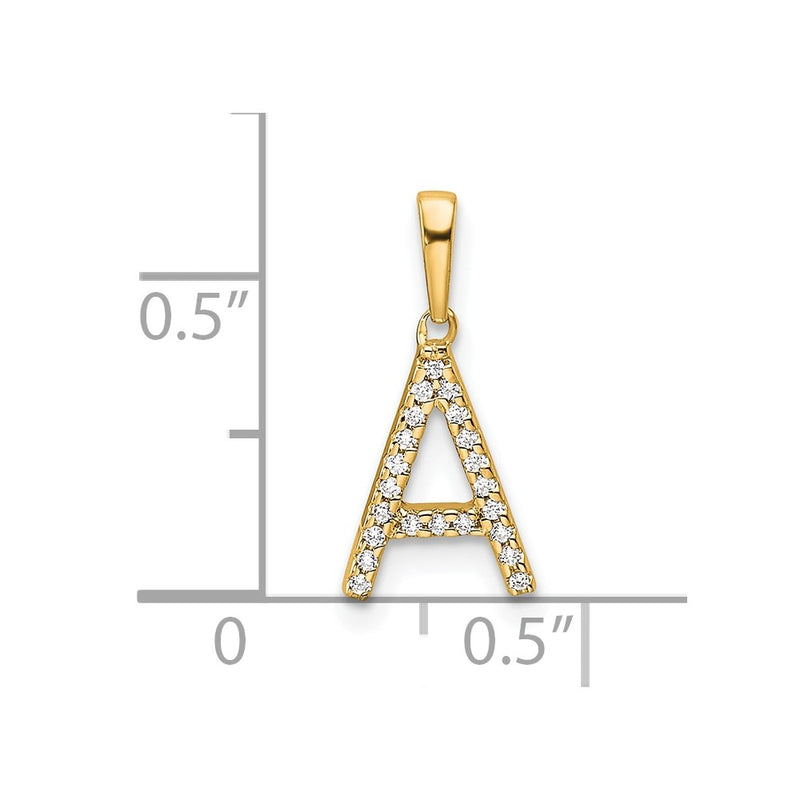 10K Yellow Gold 10K Diamond Letter A Initial Pendant