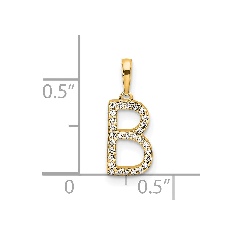 10K Yellow Gold 10K Diamond Letter B Initial Pendant