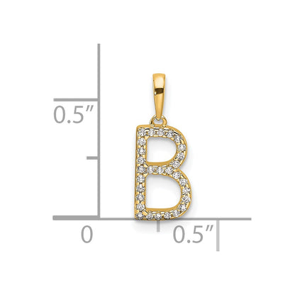 10K Yellow Gold 10K Diamond Letter B Initial Pendant