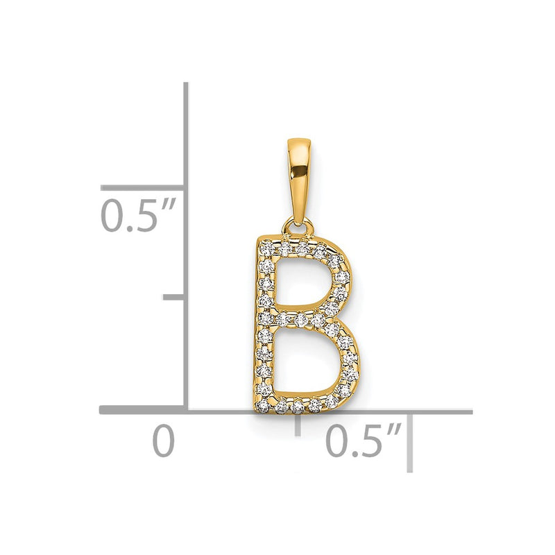 10K Yellow Gold 10K Diamond Letter B Initial Pendant