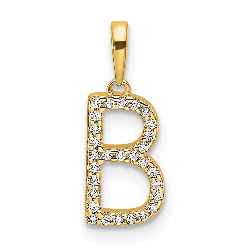 10K Yellow Gold 10K Diamond Letter B Initial Pendant