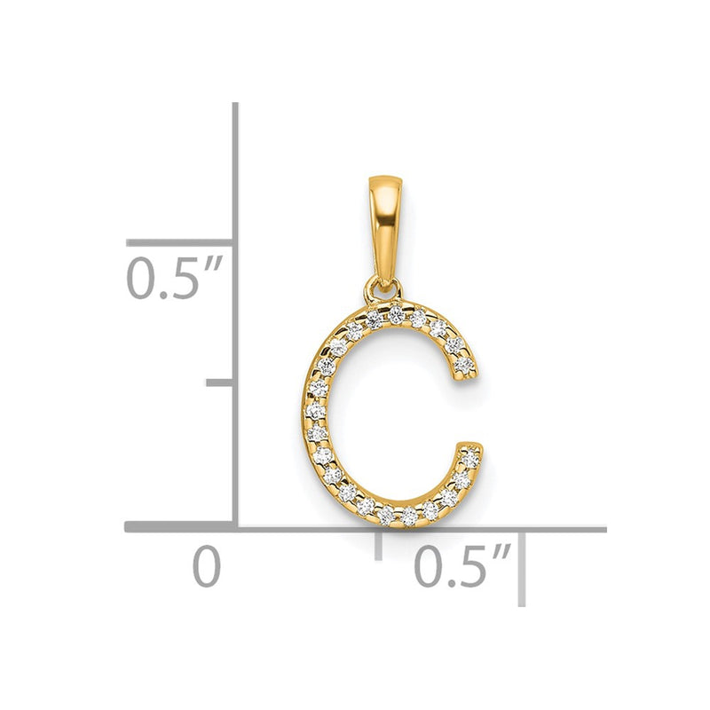 10K Yellow Gold 10K Diamond Letter C Initial Pendant
