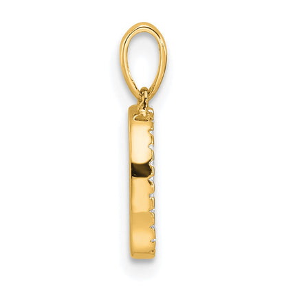 10K Yellow Gold 10K Diamond Letter D Initial Pendant