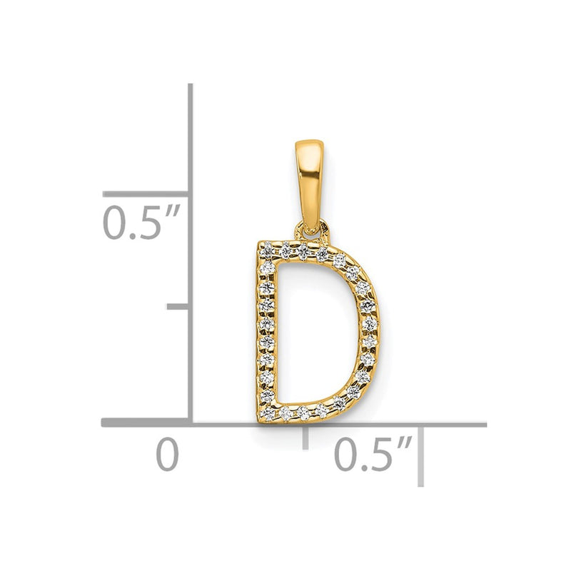 10K Yellow Gold 10K Diamond Letter D Initial Pendant