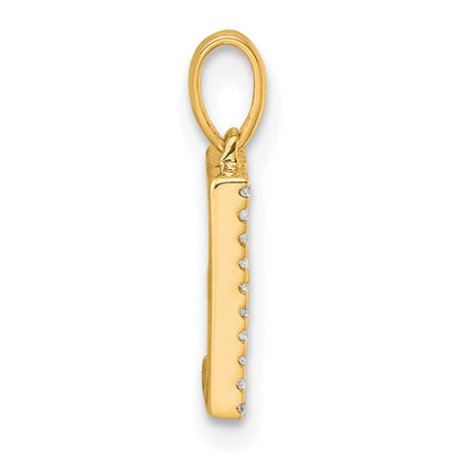 10K Yellow Gold 10K Diamond Letter E Initial Pendant