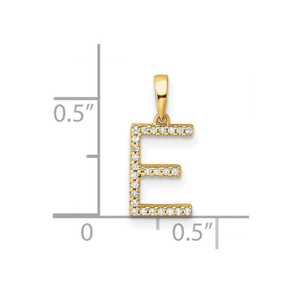 10K Yellow Gold 10K Diamond Letter E Initial Pendant