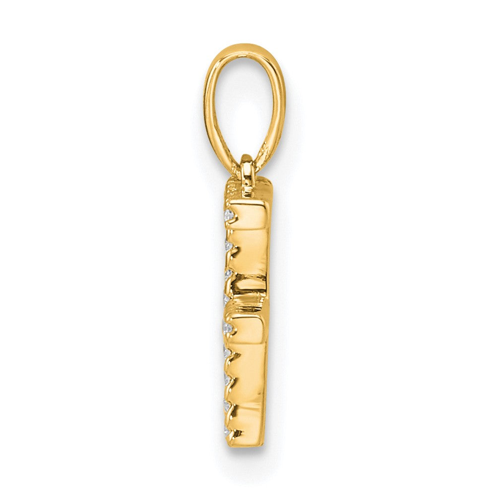 10K Yellow Gold 10K Diamond Letter F Initial Pendant
