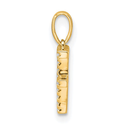 10K Yellow Gold 10K Diamond Letter F Initial Pendant