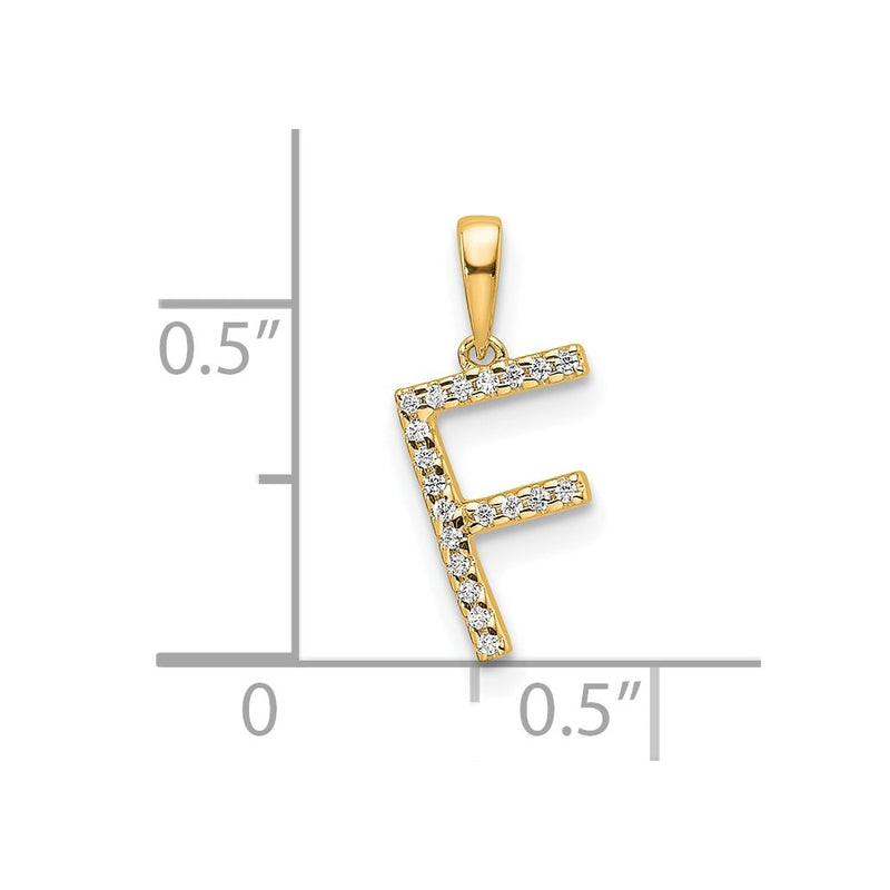 10K Yellow Gold 10K Diamond Letter F Initial Pendant