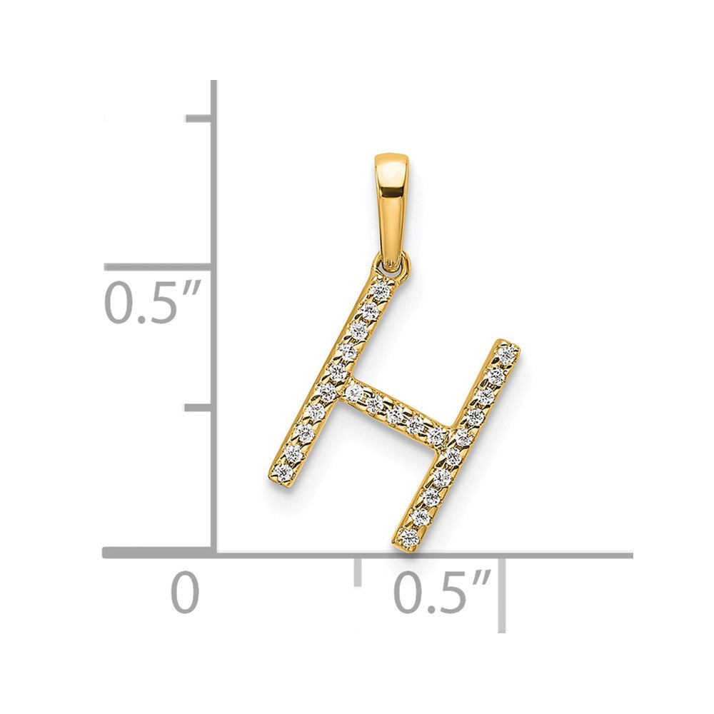 10K Yellow Gold 10K Diamond Letter H Initial Pendant