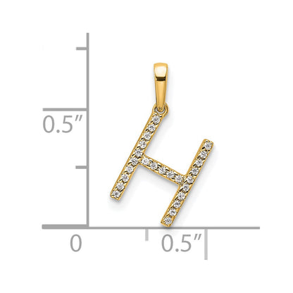 10K Yellow Gold 10K Diamond Letter H Initial Pendant