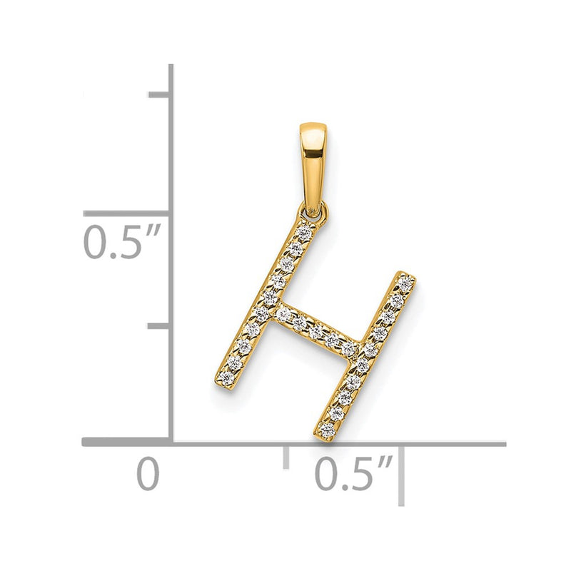 10K Yellow Gold 10K Diamond Letter H Initial Pendant