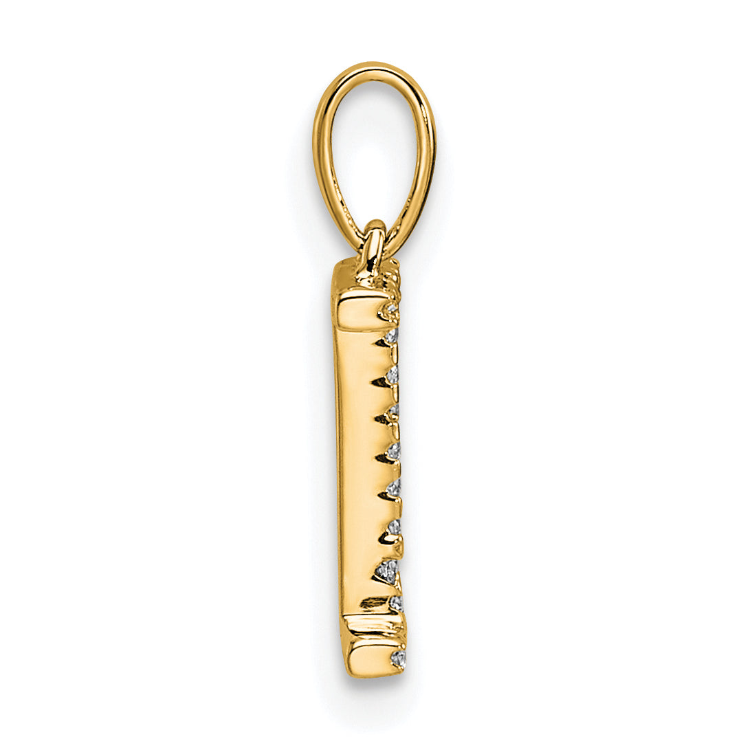10K Yellow Gold 10K Diamond Letter I Initial Pendant