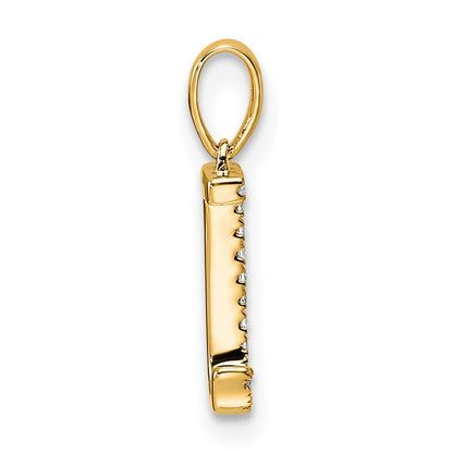 10K Yellow Gold 10K Diamond Letter J Initial Pendant