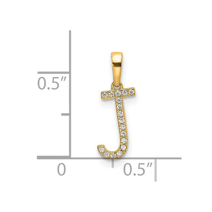 10K Yellow Gold 10K Diamond Letter J Initial Pendant